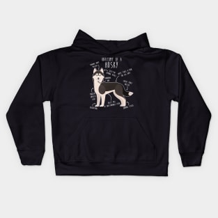 Black and White Siberian Husky Dog Anatomy Kids Hoodie